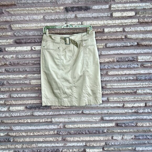 Anne Klein Khaki Tan Stretch Cotton Pencil Skirt Size 4 - Picture 8 of 9